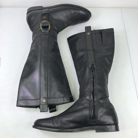 Cole Haan Black Leather Riding Boots Size 9B - Picture 3 of 9